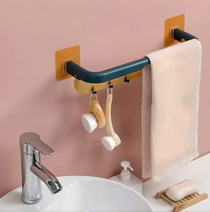 Double Layer Plastic Towel Rack with Hooks