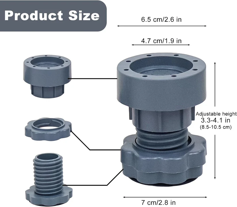 Washing Machine Height Adjusing Vibration Pads (4 Pcs Set)