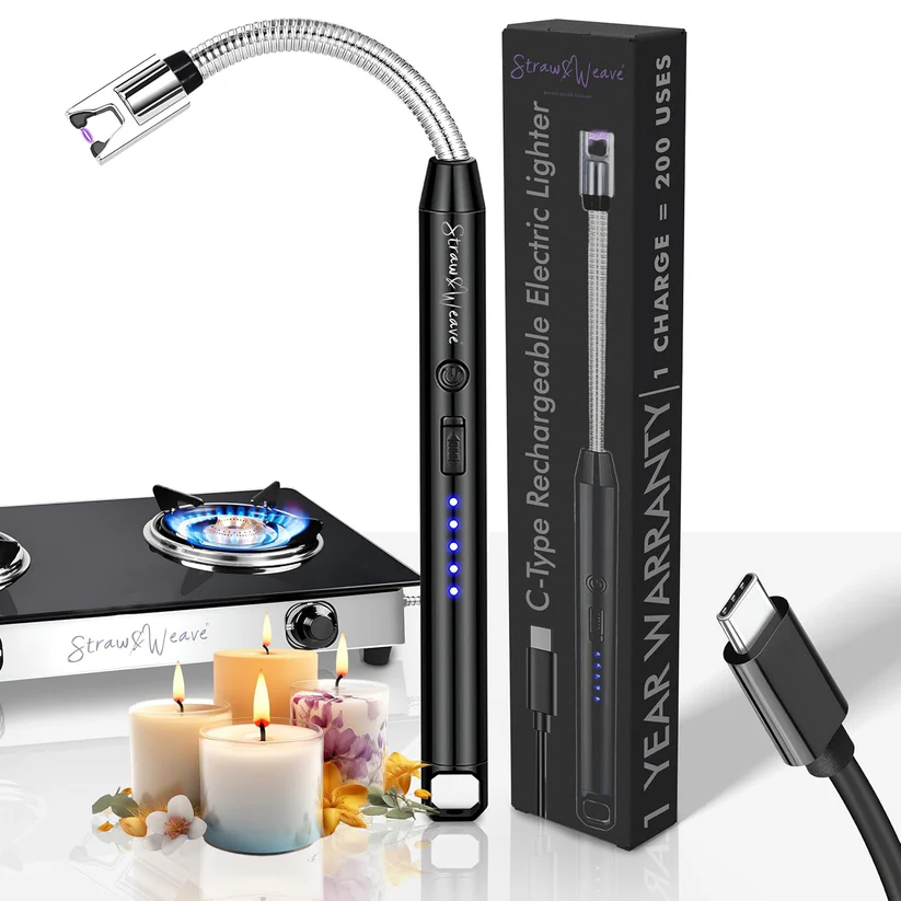 Rechargeable Plasma Lighter for Gas Stove - 360° Flexible & Windproof, Multi-Color
